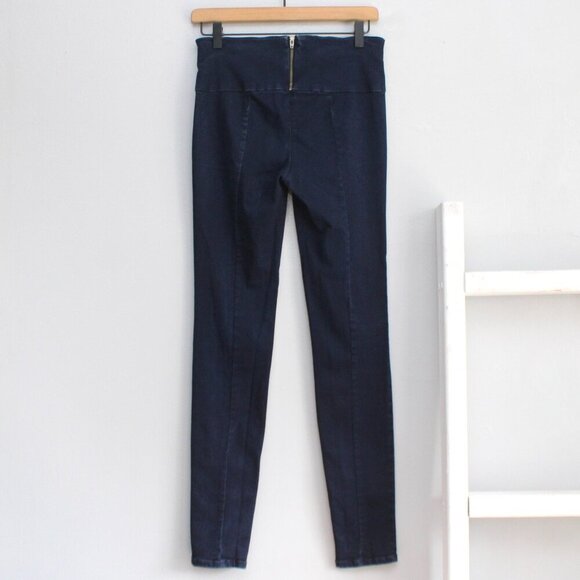 VERONICA BEARD Dark Indigo Blue Back-Zip Denim Leggings Skinny Pants Size 6 - Picture 2 of 6